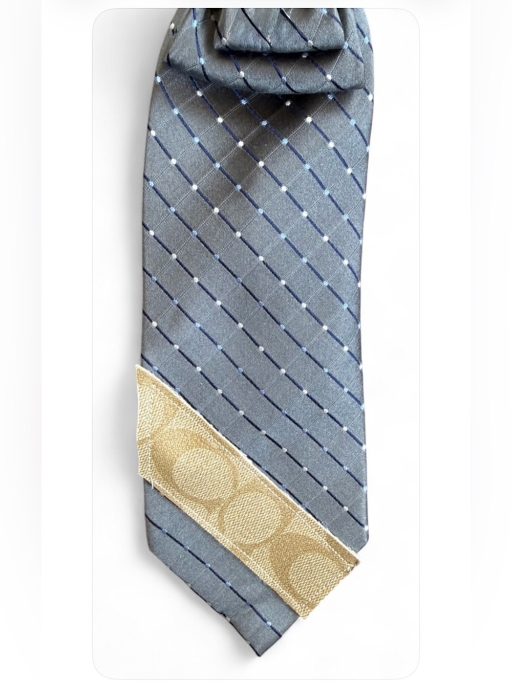 Coach Upcycled Necktie Necklace Geoffrey Beene Vintage Brooch OOAK Hidden Pocket - Picture 5 of 8